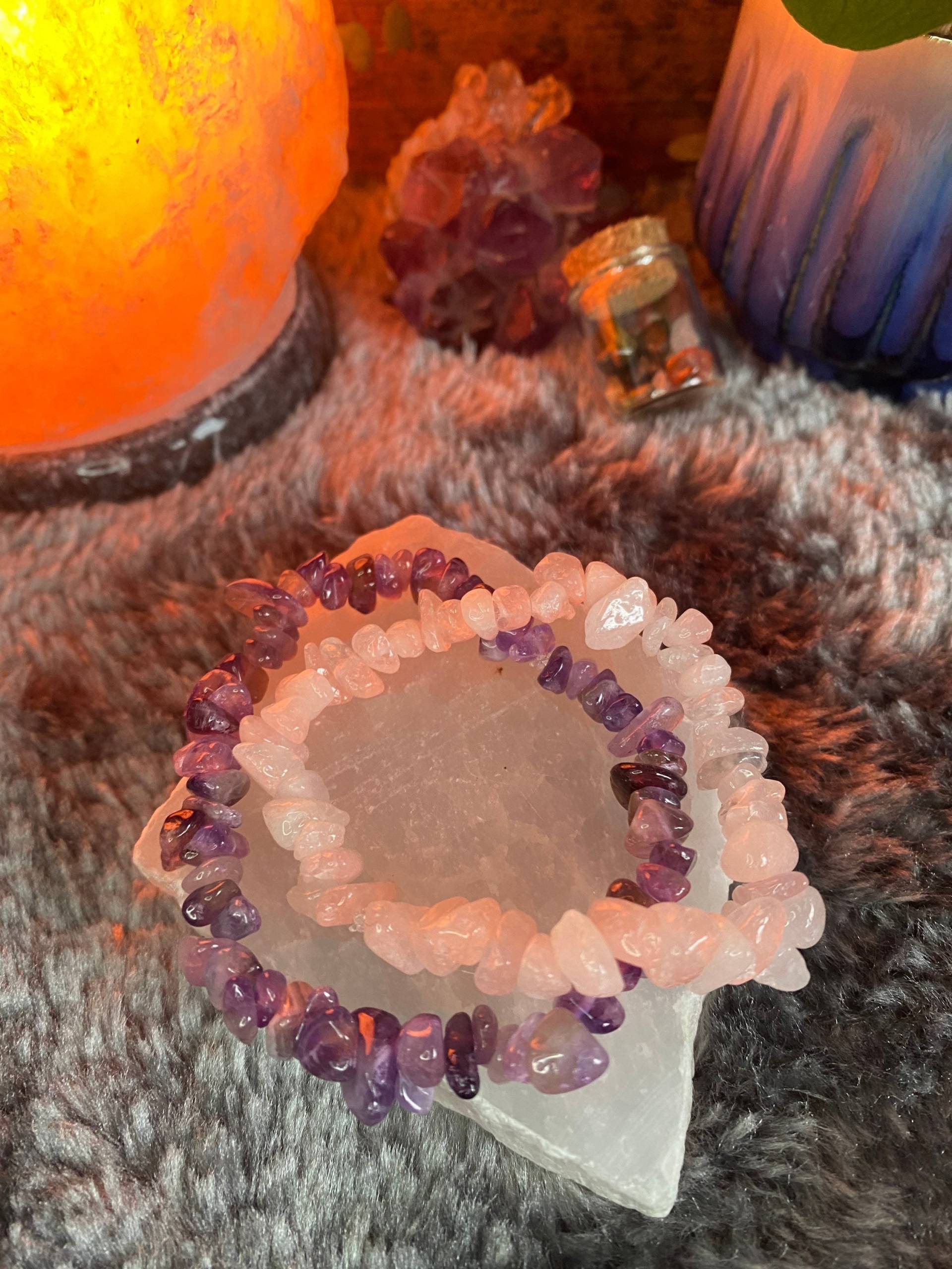 Edelstein Chip Armband | Rosenquarz Amethyst Liebe Konzentration Glücksbringer Edelstein Chip Armband | Rosenquarz Amethyst Liebe Konzentration Glücksbringer von GPbracelets