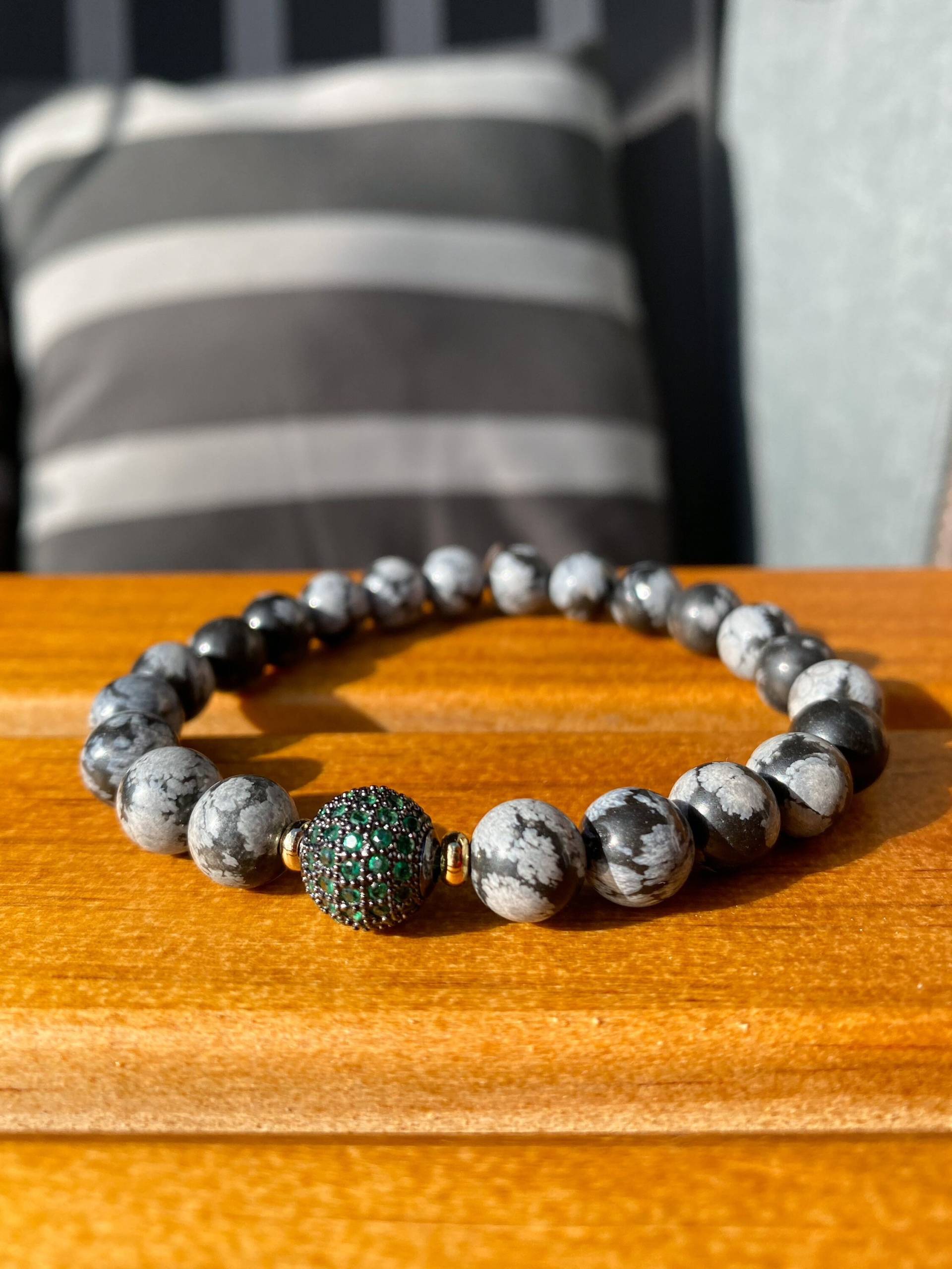 Perlenarmband Schneeflocken Obsidian | Meditation Yoga Elegantes Herrenarmband Perlenarmband Schneeflocken Obsidian | Meditation Yoga Elegantes Herrenarmband von GPbracelets