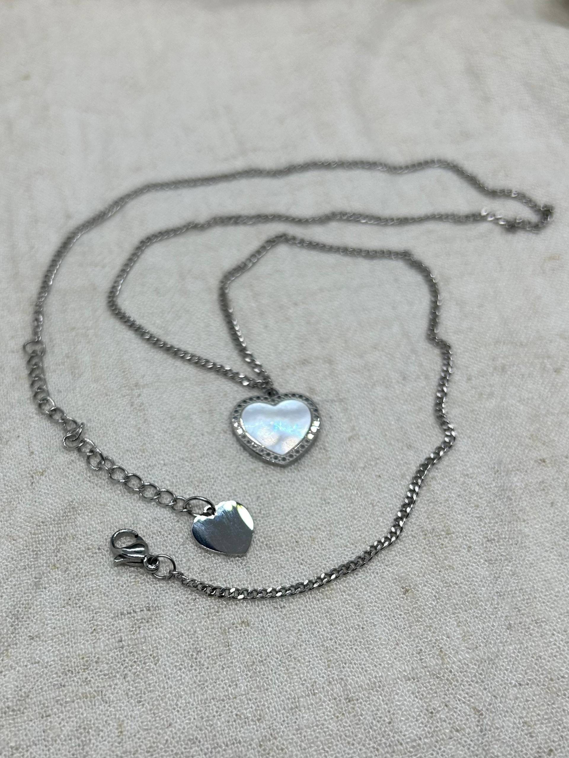 Perlmutt Herz Kette Edelstahl Perlmutt Herz Kette Edelstahl von GPbracelets