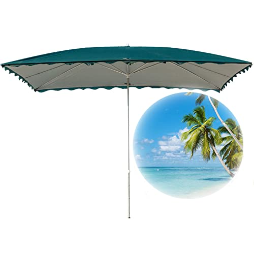 GQJNHUI 2.5M Sonnenschirm Sonnenschirm Große Outdoor-Stall Kommerziellen Großen Regenschirm, Sonne Und Regen, Rechteckige Outdoor-Terrassenschirm, (Color : Green) von GQJNHUI