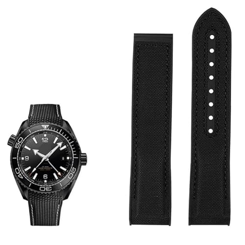 GQMYOK Nylon-Gummi-Uhrenarmband für Omega Seamaster Planet Ocean Herren, Faltschließe, Uhrenzubehör, Silikon-Uhr, 20 mm, 22 mm, 20 mm, Achat von GQMYOK