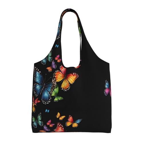 GQSZCYHLKL Hübsche Schmetterlings-Canvas-Tragetasche, großes Fassungsvermögen, 100 % Polyester, Tragetasche für Shopping, Reisen und den täglichen Gebrauch, strapazierfähiges 340 g Segeltuch mit von GQSZCYHLKL