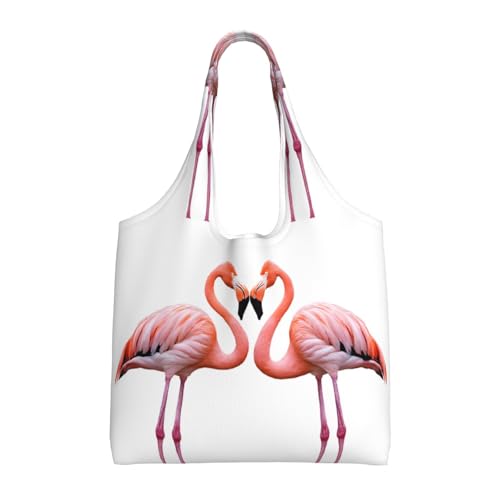 GQSZCYHLKL Ink Flamingos Stilvolle Canvas-Tragetasche, großes Fassungsvermögen, 100 % Polyester, Tragetasche für Shopping, Reisen und den täglichen Gebrauch, strapazierfähiges 340 g Segeltuch mit von GQSZCYHLKL