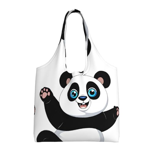 GQSZCYHLKL Pandas Stilvolle Canvas-Tragetasche, großes Fassungsvermögen, 100 % Polyester, Tragetasche für Shopping, Reisen und den täglichen Gebrauch, strapazierfähiges 340 g Segeltuch mit von GQSZCYHLKL