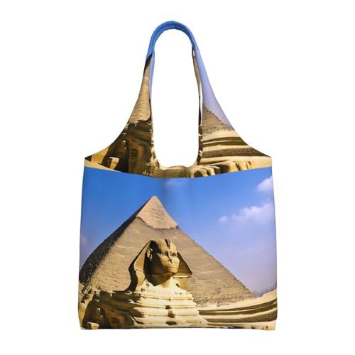 GQSZCYHLKL Pyramids of Egypt Stilvolle Canvas-Tragetasche, großes Fassungsvermögen, 100 % Polyester, Tragetasche für Shopping, Reisen und den täglichen Gebrauch, strapazierfähiges 340 g Segeltuch mit von GQSZCYHLKL