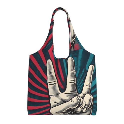 GQSZCYHLKL Rock and Roll Stilvolle Canvas-Tragetasche, großes Fassungsvermögen, 100 % Polyester, Tragetasche für Shopping, Reisen und den täglichen Gebrauch, strapazierfähiges 340 g Segeltuch mit von GQSZCYHLKL