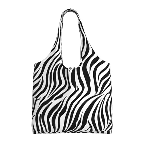 GQSZCYHLKL Stilvolle Canvas-Tragetasche mit Zebramuster, großes Fassungsvermögen, 100 % Polyester, Tragetasche für Shopping, Reisen und den täglichen Gebrauch, strapazierfähiges 340 g Segeltuch mit von GQSZCYHLKL
