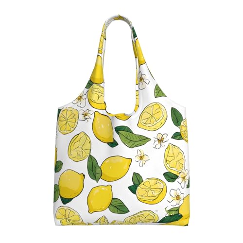 GQSZCYHLKL Yellow Lemons Stilvolle Canvas-Tragetasche, großes Fassungsvermögen, 100 % Polyester, Tragetasche für Shopping, Reisen und den täglichen Gebrauch, strapazierfähiges 340 g Segeltuch mit von GQSZCYHLKL