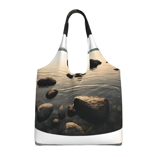 GQSZCYHLKL Zen Stone Stilvolle Canvas-Tragetasche, großes Fassungsvermögen, 100 % Polyester, Tragetasche für Shopping, Reisen und den täglichen Gebrauch, strapazierfähiges 340 g Segeltuch mit von GQSZCYHLKL