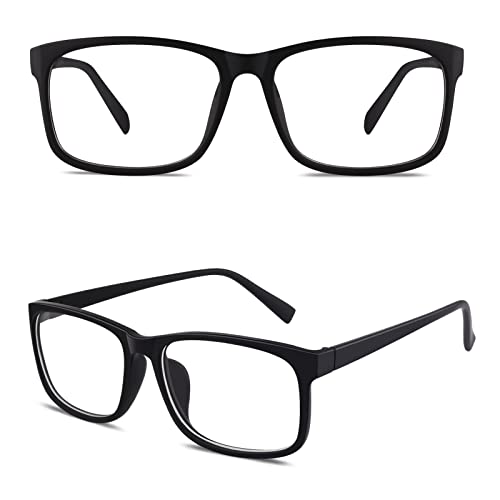 GQUEEN Fake Brille Ohne Stärke Damen Herren Nerdbrille Schwarz UV400 von GQUEEN