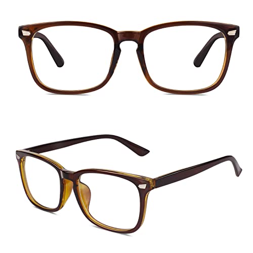 GQUEEN Fake Brille Ohne Stärke Damen Herren Nerdbrille UV400,PE2 von GQUEEN