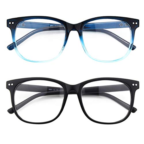 GQUEEN Großer Übergroßer Rahmen Hornbrille Klare Gläser Brille PE1 2er Pack von GQUEEN