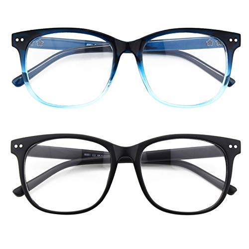 GQUEEN Hornbrille Brille Ohne Stärke Fake Brille Nerdbrille Damen Herren Großer Rahmen UV400,PE1 von GQUEEN