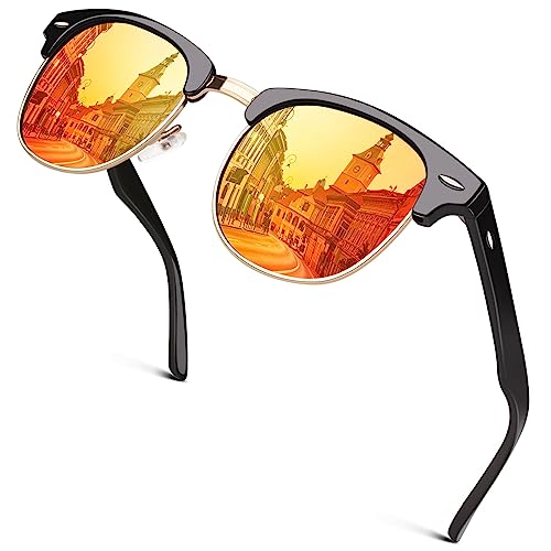 GQUEEN Horn Gestell Halbrahmen Retro Polarisiert Sonnenbrille Herren Damen von GQUEEN