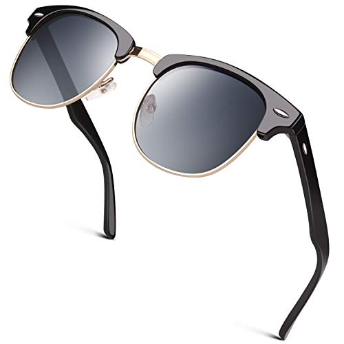 GQUEEN Horn Gestell Halbrahmen Retro Polarisiert Sonnenbrille Herren Damen von GQUEEN