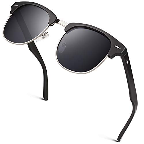 GQUEEN Horn Gestell Halbrahmen Retro Polarisiert Sonnenbrille Herren Damen von GQUEEN