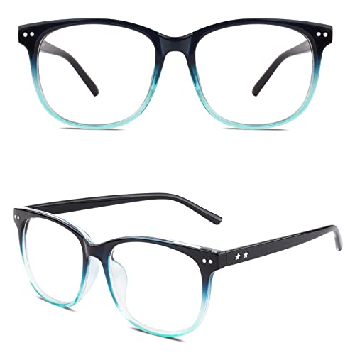 GQUEEN Hornbrille Brille Ohne Stärke Fake Brille Nerdbrille Damen Herren Großer Rahmen UV400,PE1 von GQUEEN