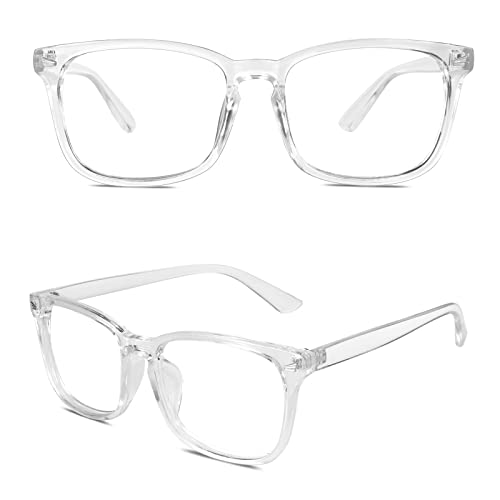 GQUEEN Fake Brille Ohne Stärke Damen Herren Klare Nerdbrille UV400 Transparent,PE2 von GQUEEN