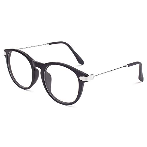 GQUEEN Modische Hornbrille Schlüsselloch Metallbügel Klare Gläser Brille PE8 von GQUEEN