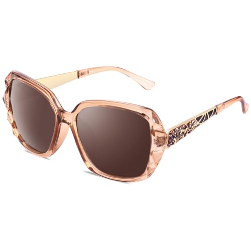 GQUEEN Oversized Polarisierte Sonnenbrille Damen UV400 von GQUEEN