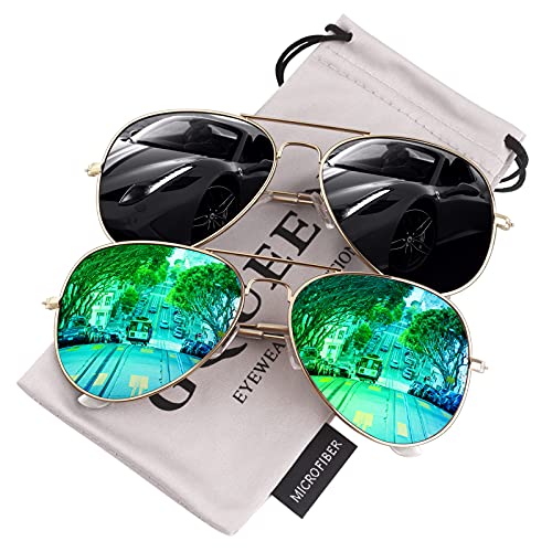 GQUEEN Pilotenbrille Herren Damen Polarisierte Sonnenbrille Pilot Leichte Metalllegierung 58MM 62MM UV400 von GQUEEN