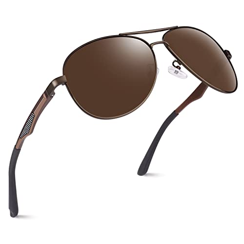 GQUEEN Pilotenbrille Herren Polarisiert Piloten Sonnenbrille UV400 Pilot Flieger Damen,MOS1 von GQUEEN