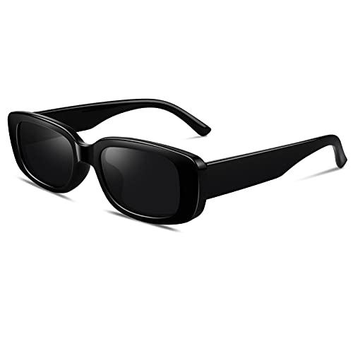 GQUEEN Rechteck Sonnenbrille Damen Herren Polarisiert Quadratisch Retro Vintage 90s UV400 von GQUEEN