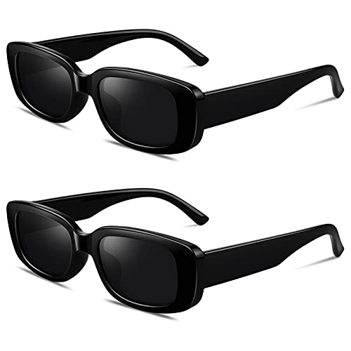 GQUEEN Rechteck Sonnenbrille Damen Herren Polarisiert Quadratisch Retro Vintage 90s UV400 von GQUEEN