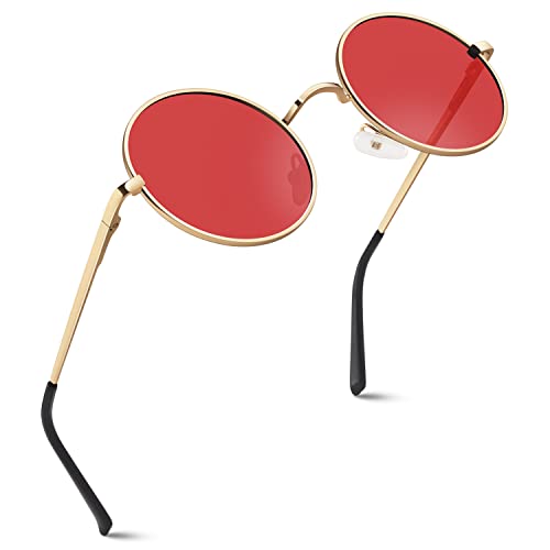 GQUEEN Retro Runde Polarisierte Sonnenbrille Herren Damen UV400 Schutz MEZ1 von GQUEEN