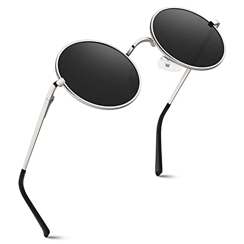 GQUEEN Retro Lennon Runde Polarisierte Sonnenbrille Herren Damen UV400 Schutz MEZ1 von GQUEEN