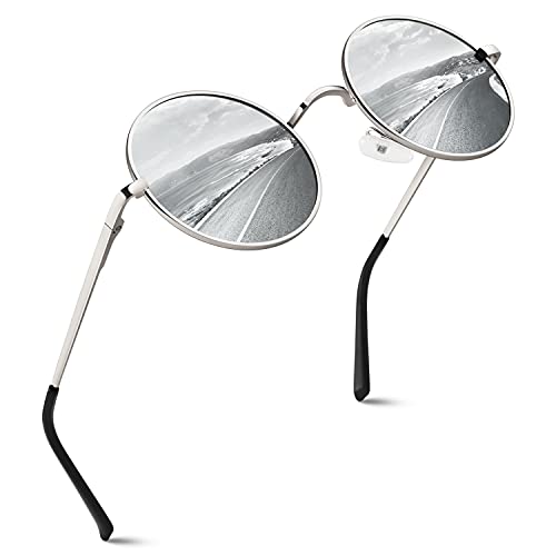GQUEEN Retro Lennon Runde Polarisierte Sonnenbrille Herren Damen UV400 Schutz MEZ1 von GQUEEN