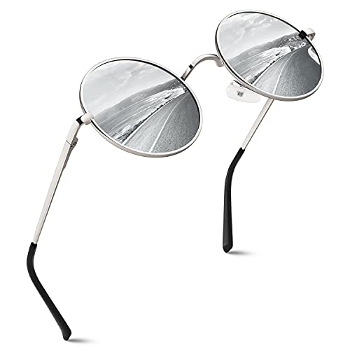 GQUEEN Retro Runde Polarisierte Sonnenbrille Herren Damen UV400 Schutz MEZ1 von GQUEEN