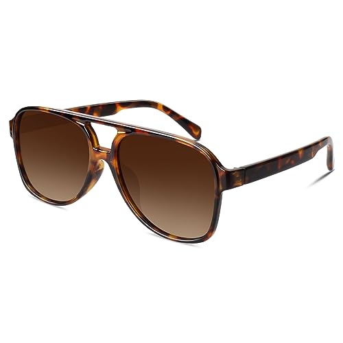 GQUEEN Retro Pilotenbrille Damen Herren 70s Polarisiert Sonnenbrille UV400 von GQUEEN