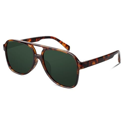 GQUEEN Retro Pilotenbrille Damen Herren 70s Polarisiert Sonnenbrille UV400 von GQUEEN