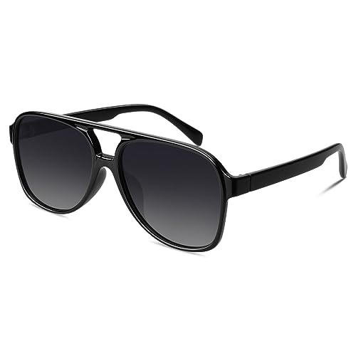 GQUEEN Retro Pilotenbrille Damen Herren 70s Polarisiert Sonnenbrille UV400 von GQUEEN