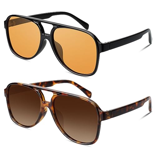GQUEEN Retro Pilotenbrille Damen Herren 70s Polarisiert Sonnenbrille UV400 von GQUEEN