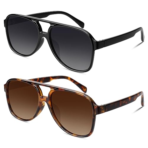 GQUEEN Retro Pilotenbrille Damen Herren 70s Polarisiert Sonnenbrille UV400 von GQUEEN