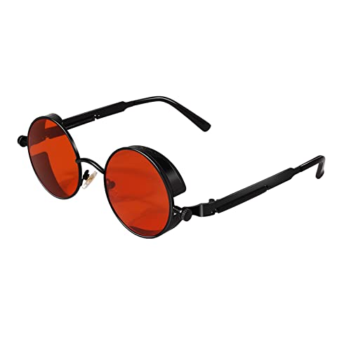 GQUEEN Retro Runde Steampunk Sonnenbrille Herren Damen UV400,MTS2 von GQUEEN