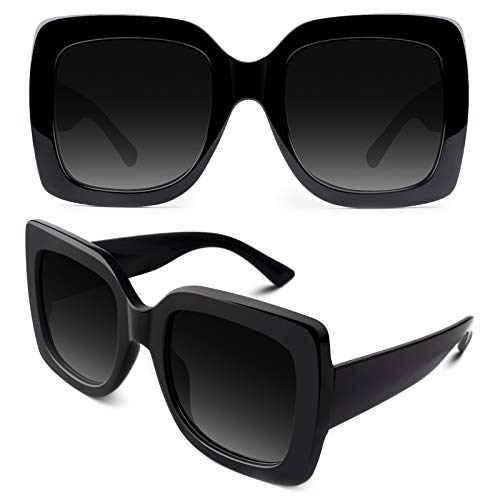 GQUEEN Übergroße Sonnenbrille Damen Retro Vintage Quadratische UV400 von GQUEEN
