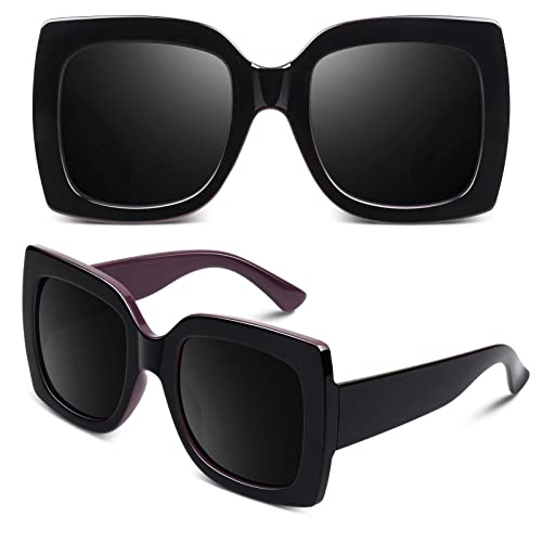 GQUEEN Übergroße Sonnenbrille Damen Retro Vintage Quadratische UV400 von GQUEEN