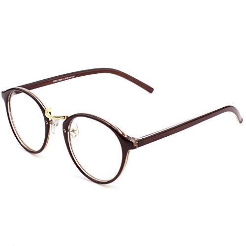 GQUEEN Vintage Inspirierte Hornbrille Metallbrücke Klare Gläser Brille PS5 von GQUEEN