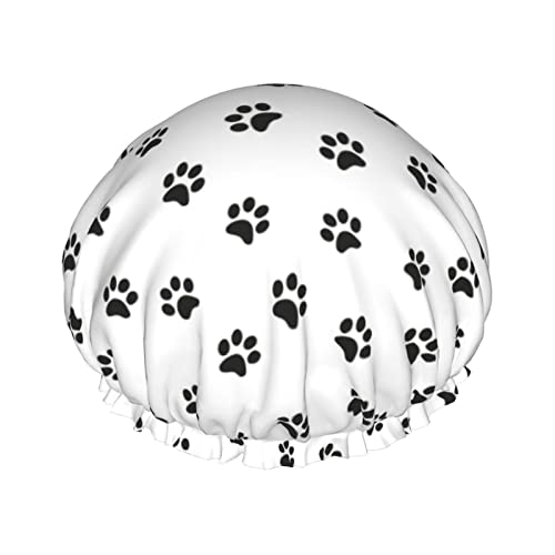 Duschhaube, Hundepfoten-Motiv, wiederverwendbar, für Damen, langes Haar, doppellagig, wasserdicht, Bade-Duschhut, Haarschutz für Kinder, Mädchen, Frauen, 1 Packung Duschhaube, Hundepfoten-Motiv, wiederverwendbar, für Damen, langes Haar, doppellagig, wasserdicht, Bade-Duschhut, Haarschutz für Kinder, Mädchen, Frauen, 1 Packung von GQWJKSZ