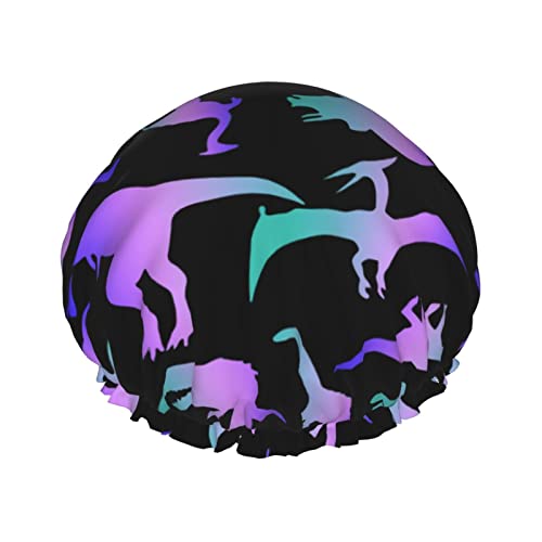 Duschhaube,Dinosaurier,wiederverwendbare Bade-Duschhauben für Frauen mit langem Haar,doppellagiger,wasserdichter Bade-Duschhut-Haarschutz für Kinder,Mädchen und Frauen,1 Packung von GQWJKSZ