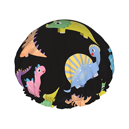 Duschhaube,Dinosaurier,wiederverwendbare Bade-Duschhauben für Frauen mit langem Haar,doppellagiger,wasserdichter Bade-Duschhut-Haarschutz für Kinder,Mädchen und Frauen,1 Packung von GQWJKSZ