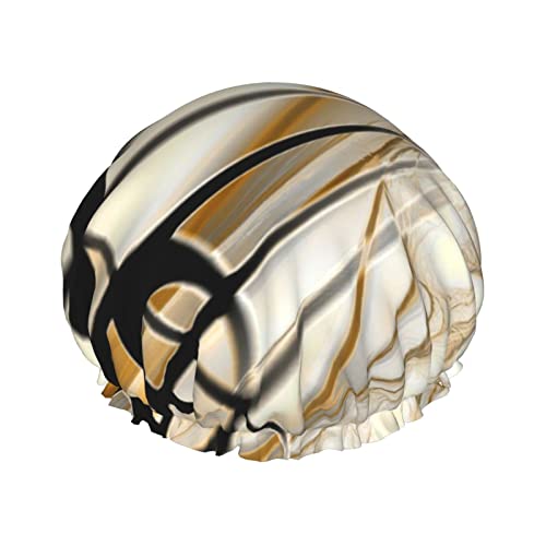 Duschhaube mit Musiknoten-Aufdruck für Damen, wiederverwendbare Duschhaube aus doppellagigem Stoff, Haarkappe für Mädchen von GQWJKSZ