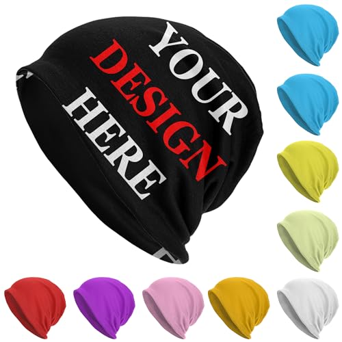 GQWJKSZ Benutzerdefinierte Beanie-Mützen, personalisierte Individualisierung mit Ihren Fotos und Texten, Mützen/Hedging-Mützen/Totenkopf-Mützen für Erwachsene als Geschenk von GQWJKSZ