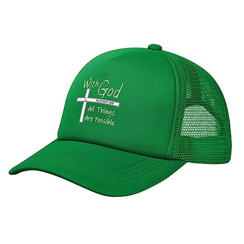 GQWJKSZ Christlicher Glaube Jesus-mit Gott sind alle Dinge möglich Trucker Hat Unisex Mesh Baseball Cap Verstellbar Dad Hat von GQWJKSZ