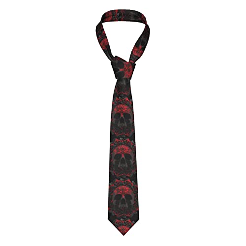 GQWJKSZ Herren-Krawatte, 3D-schwarzer und roter Totenkopf, für Herren, Business-Anzug-Krawatte, formell, 8 cm, Krawatte, Kostümzubehör für Schule, Arbeit, Party, Hochzeit von GQWJKSZ