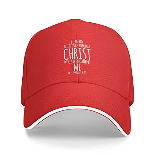 GQWJKSZ I Can Do All The Things Through Christ Trucker Hat Männer Frauen Amerika Jesus Christian God Baseball Cap Red Cowboyhat von GQWJKSZ