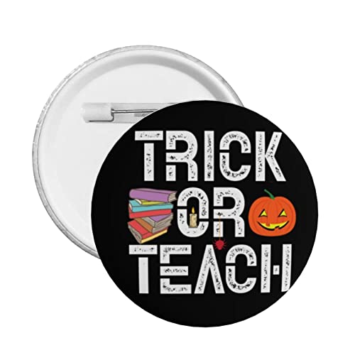 Retro Halloween Trick Or Teach Button Pins Lustige Halloween Lehrer Runde Anstecker Halloween Dekoration Dekor Pins für Kleidung Tasche Hut Accessoires von GQWJKSZ